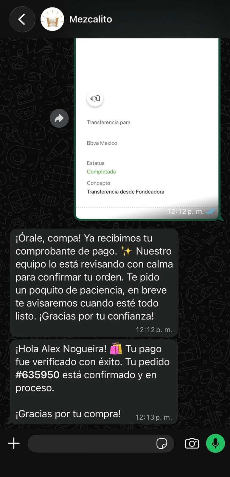 Paso 3: confirmación de envío del bot